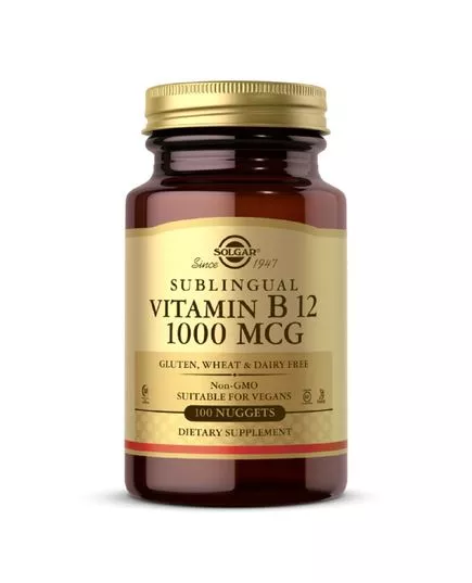 Витамин В12, Сублингвальный, Vitamin B12, Solgar, 1000 мкг, 100 наггетсов 