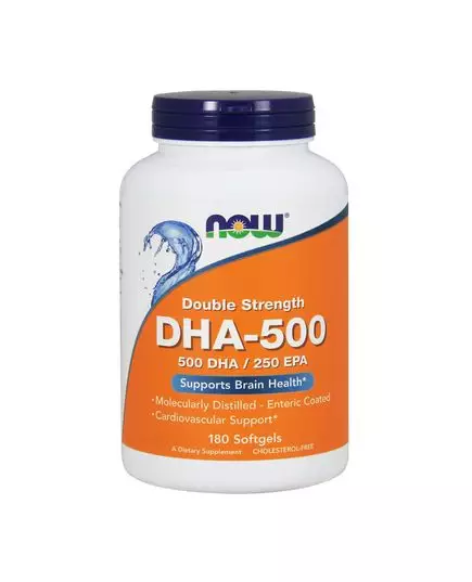 DHA (докозагексаеновая кислота) 500 мг, Now Foods, 180 желатиновых капсул 