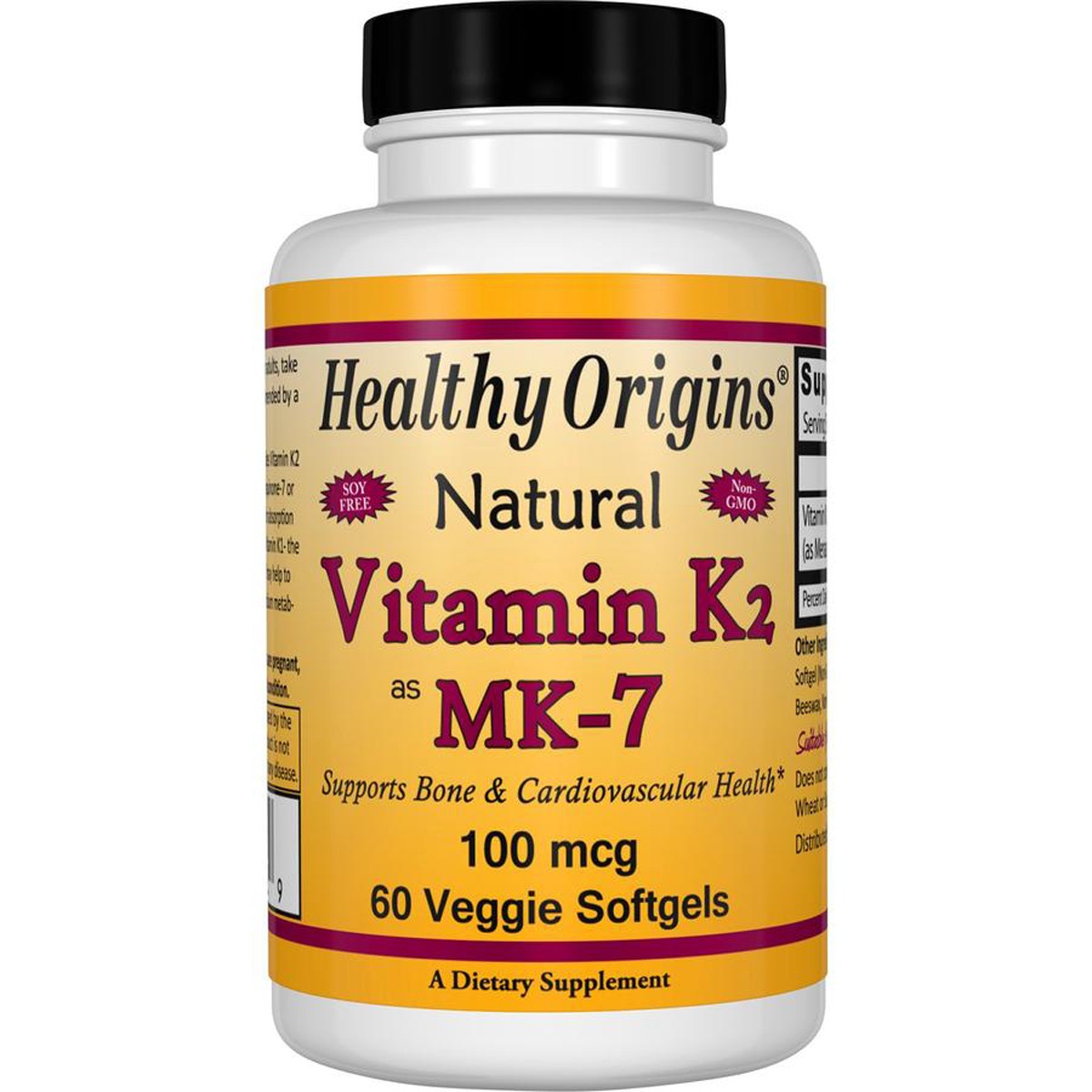 Витамин К2 в Форме МК-7, Vitamin K2 as MK-7, Healthy Origins, 100 мкг ...