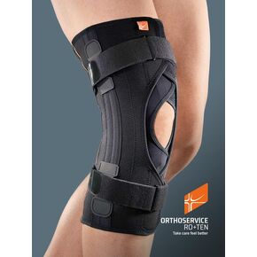 Бандаж на коленный сустав из ткани Aer-OS со спиральными опорами GenuFIT 08A, MG1108A, Orthoservice (Швейцария), Цвет: чорний, Размер: S 