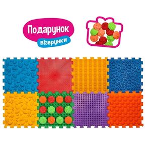 Масажний килимок Ortek МІКС Пазли 8 елементів + Візерунки, 13040, Ortek 
