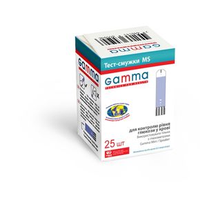 Тест-смужки для контролю рівня глюкози в крові GAMMA MS  (25шт) 