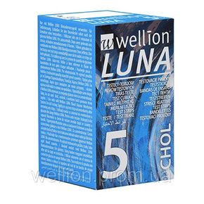 Тест-смужки для тестування рівня холестерину в крові Wellion Luna, 5 штук 