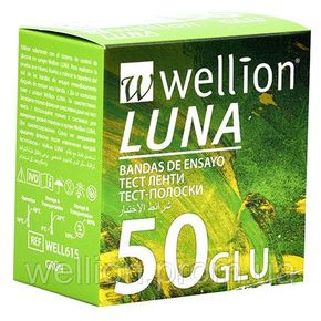 Тест-смужки для тестування рівня глюкози в крові Wellion Luna, 50 штук 