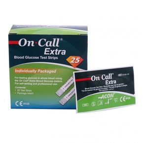 Тест-смужки для контролю рівня глюкози в крові On Call® Extra 25 шт. (в індивідуальних упаковках), ACON (США) 
