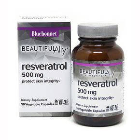 Ресвератрол 500 мг, Beautiful Ally, Bluebonnet Nutrition, Resveratrol 500 мg, 30 растительных капсул 