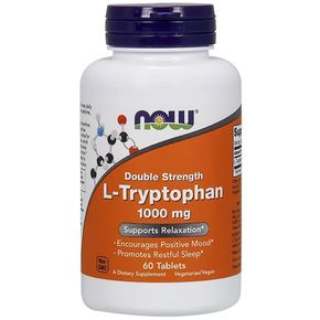 L-Триптофан, двойной концентрации, 1000 мг, L-Tryptophan, Double Strength, Now Foods, 60 таблеток 