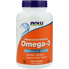 Омега-3 1000 мг, Now Foods, 200 желатинових капсул 