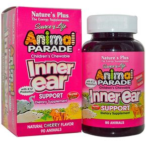 Комплекс для Поддержки Внутреннего Уха для Детей, Вкус Вишни, Animal Parade, Natures Plus, 90 жевательных таблеток 