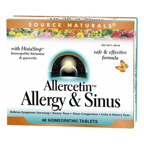 Растительный Комплекс от Аллергии, Allercetin, Source Naturals, 48 таблеток для рассасывания 