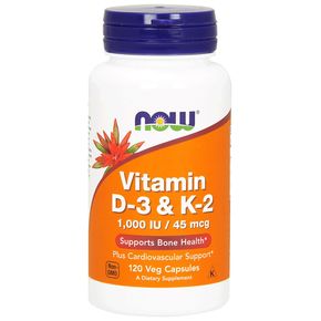 Витамин D3 и К2, Vitamin D-3 & K-2, 1,000 МЕ / 45 мкг, Now Foods, 120 капсул 
