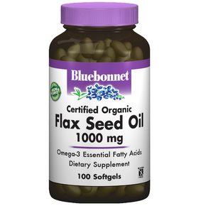 Органічне Льняна Олія 1000мг, Bluebonnet Nutrition, 100 желатинових капсул 
