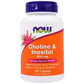 Холін (В4) та Інозітол (В8), Choline & Inositol, Now Foods, 500 мг, 100 вегетаріанських капсул 