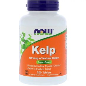Натуральный Йод, (Ламинария), Kelp, Now Foods, 150 мкг, 200 таблеток 