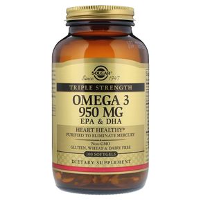 Риб'ячий Жир, Омега 3 (Omega-3 EPA, DHA), 950 мг, Потрійна Сила, Solgar, 100 желатинових капсул 