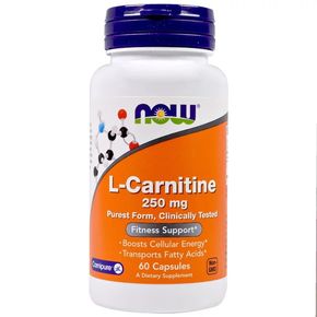 L-Карнітин, 250 мг, L-Carnitine, Now Foods, 60 вегетаріанських капсул 