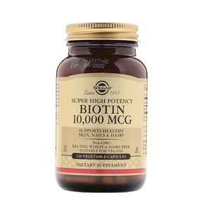 Біотин (В7) 10 000 мкг, Biotin, Solgar, 120 гелевих капсул 