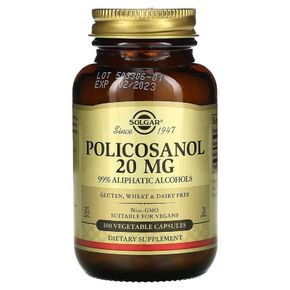 Поликозанол, 20 мг, Policosanol, Solgar, 100 вегетарианских капсул 