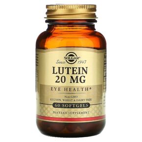 Лютеин, 20 мг, Lutein, Solgar, 60 гелевых капсул 
