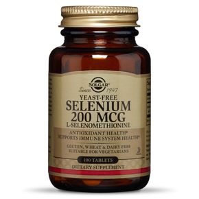 Селен, ( Селенометионин), Selenium, Yeast-Free, Solgar, 200 мкг, 100 таблеток 