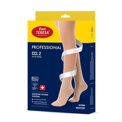 Чулки компрессионные PROFESSIONAL CCL 2 класс компрессии длинные, закрытые (арт.0442), Pani Teresa Professional (Швейцария), Цвет: бежевий, Размер: S фото 2