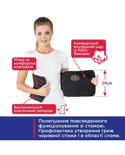 Бандаж післяопераційний з отвором для стоми та кишенею (арт. TG-156), TOROS-GROUP, Україна фото 3