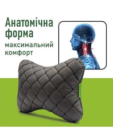 Автомобильный подголовник из экокожи черный, AMF 003-1, Elite Decor Украина фото 2