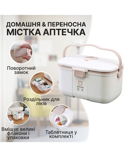 Переносная вместительная аптечка-органайзер для лекарств с отсеком для таблеток, JA-1348, Doctor-101 фото 3