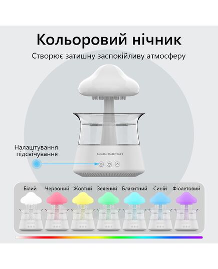 Увлажнитель воздуха ультразвуковой Rainfall, с подсветкой, CH06, Doctor-101 фото 6