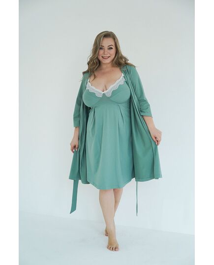 Ночная рубашка для беременных и кормящих мам "Soft&Lace", зеленый, 24168, Мамин Дом, Размер: 2XL фото 5