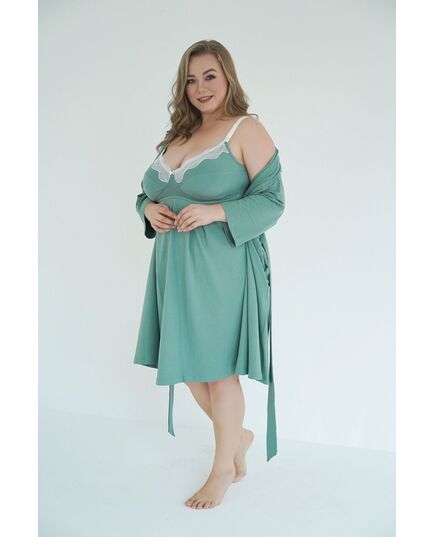 Ночная рубашка для беременных и кормящих мам "Soft&Lace", зеленый, 24168, Мамин Дом, Размер: 2XL фото 6