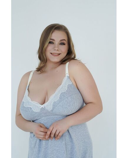 Ночная рубашка для беременных и кормящих мам Soft&Lace, серый, 25202, Мамин Дом, Размер: 3XL фото 7