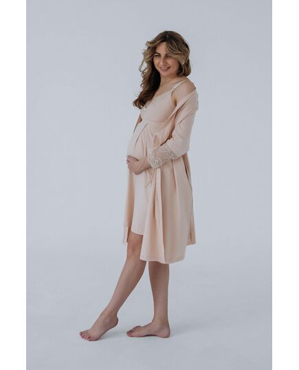 Ночная рубашка для беременных и кормящих мам "Soft&Lace", бежевый, 24182, Мамин Дом, Размер: 3XL фото 7