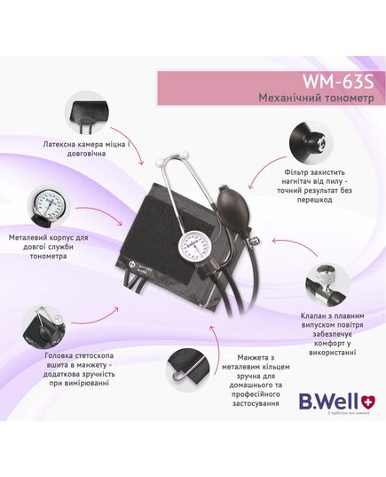 Механический тонометр WM-63S (Comfort), B.Well (Швейцария) фото 7