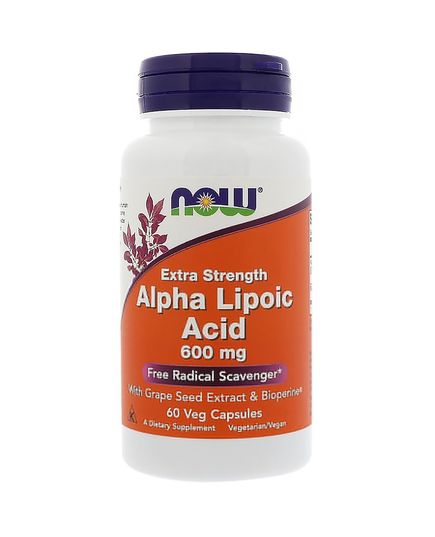 Альфа-липоевая кислота 600мг, Alpha Lipoic Acid, Now Foods, 60 капсул 