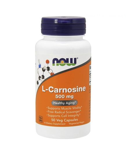 L-Карнозин, L-Carnosine, Now Foods, 500 мг, 50 вегетарианских капсул 