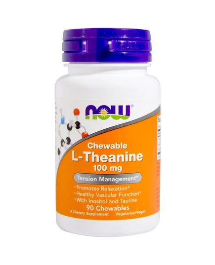 L-Теанин, L-Theanine, Now Foods, 100 мг, 90 жевательных таблеток 