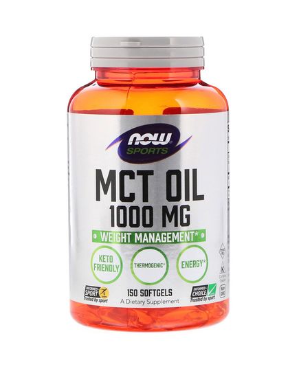 Масло МСТ, MCT Oil, Now Foods, 1000 мг, 150 желатиновых капсул 