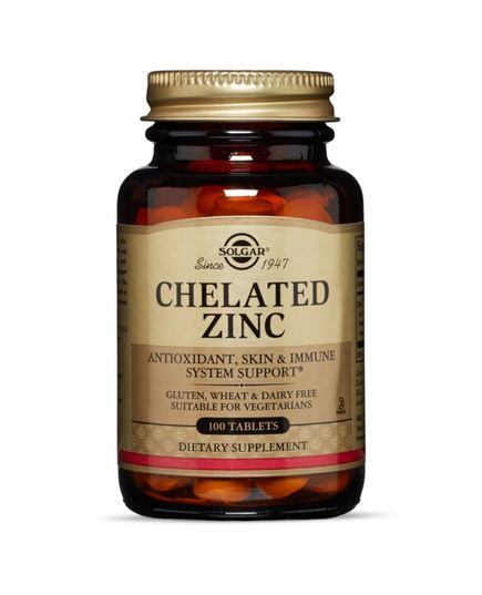 Цинк Хелат, Chelated Zinc, Solgar, 100 таблеток 