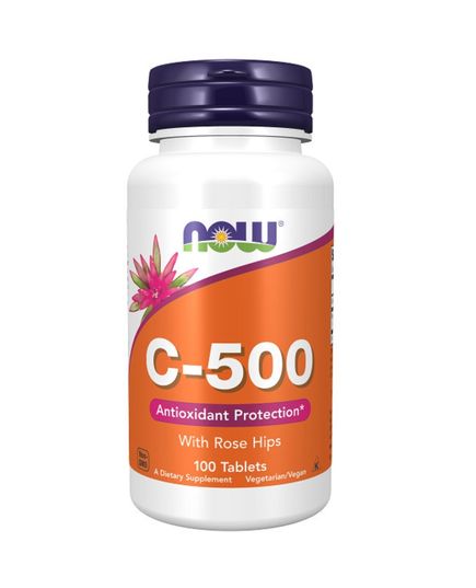 Витамин C-500 с шиповником, With Rose Hips, Now Foods, 100 таблеток 
