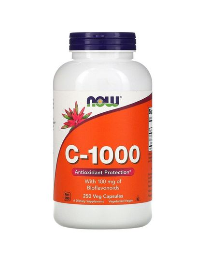 Витамин C-1000, с 100 мг биофлавоноидов, With 100 mg of Bioflavonoids, Now Foods, 250 вегетарианских капсул 