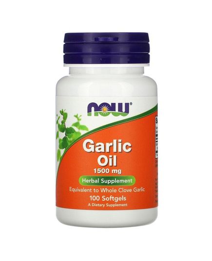 Чесночное масло, 1500 мг, Garlic Oil, Now Foods, 100 гелевых капсул 