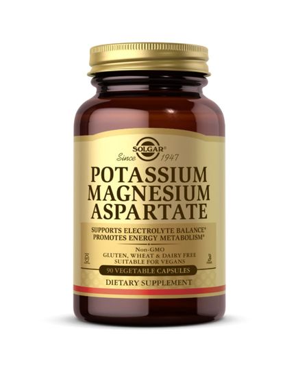 Аспартат Калия и Магния, Potassium Magnesium ASPARTATE, Solgar, 90 вегетарианских капсул 