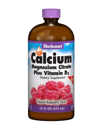 Жидкий Кальций Цитрат Магния + Витамин D3, Вкус Малины, Bluebonnet Nutrition, 16 жидких унций (472 мл) 