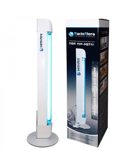 Бактерицидний опромінювач BactoSfera OBB 15P-METAL OZONE FREE (безозонова бактерицидна лампа, 9000 год) 