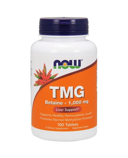 Триметилглицин, ТМГ, TMG, Now Foods, 1000 мг, 100 таблеток 